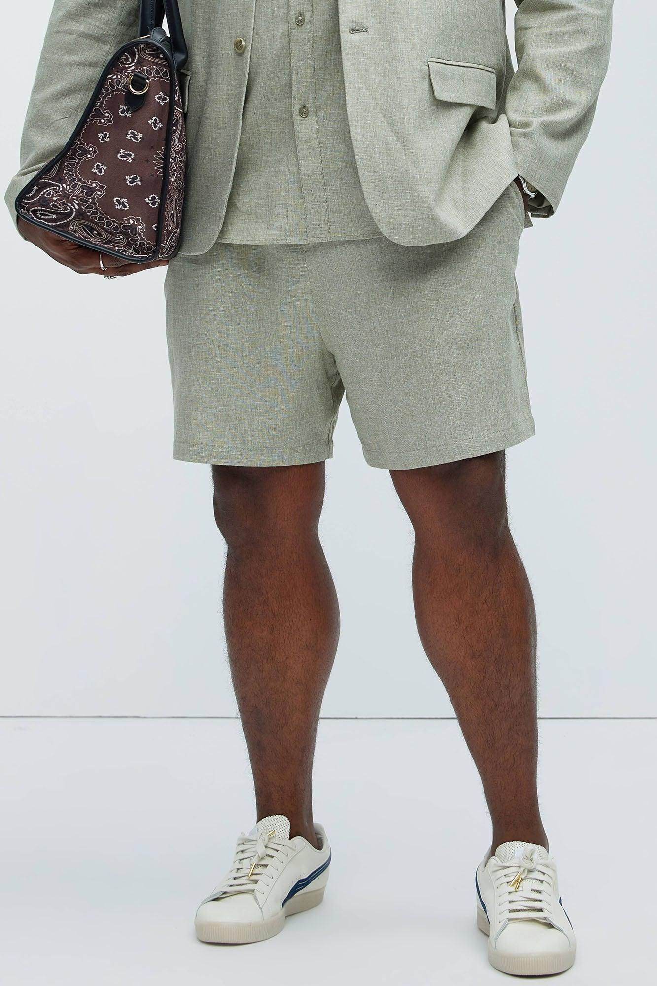 Bahamas Linen Shorts - Green Product Image