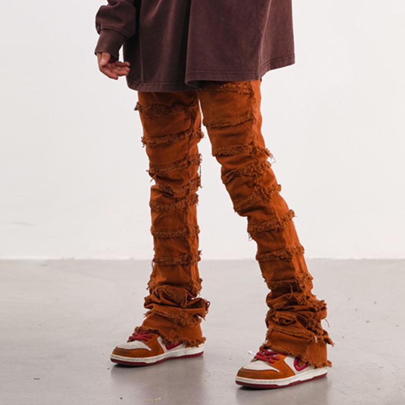 Vintage Erosion Damaged Raw Edge Jeans Product Image