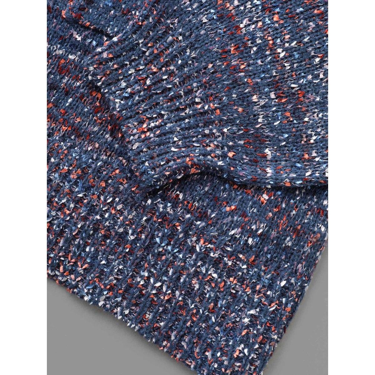 Plus Size Contrast Heather Texture Patch Pocket Cardigan Aegean Women Casual Loose Long Sleeve Everyday Cardigans BloomChic 28/5X Product Image