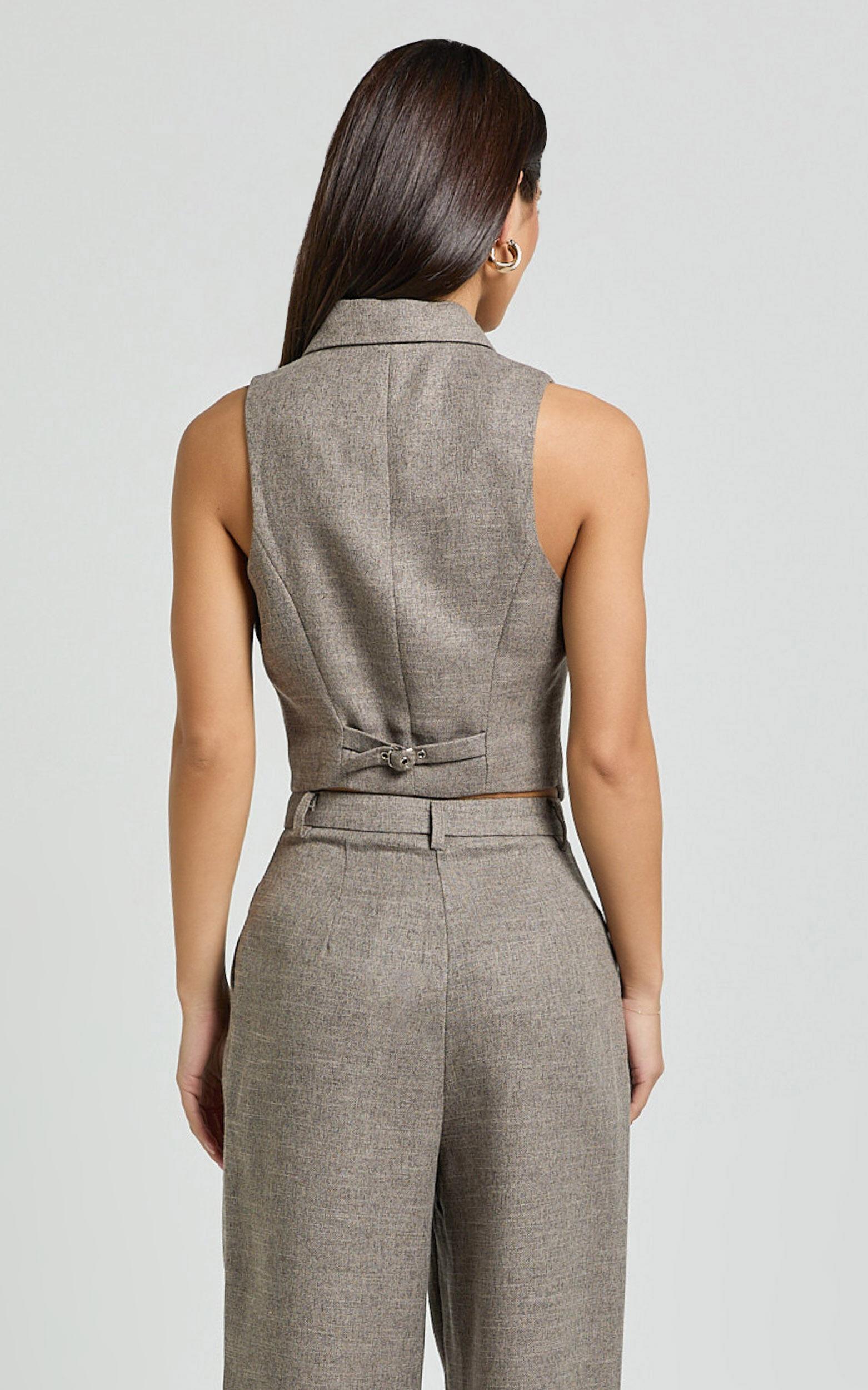 Andie Vest - Button Through Collared Vest in Grey Product Image