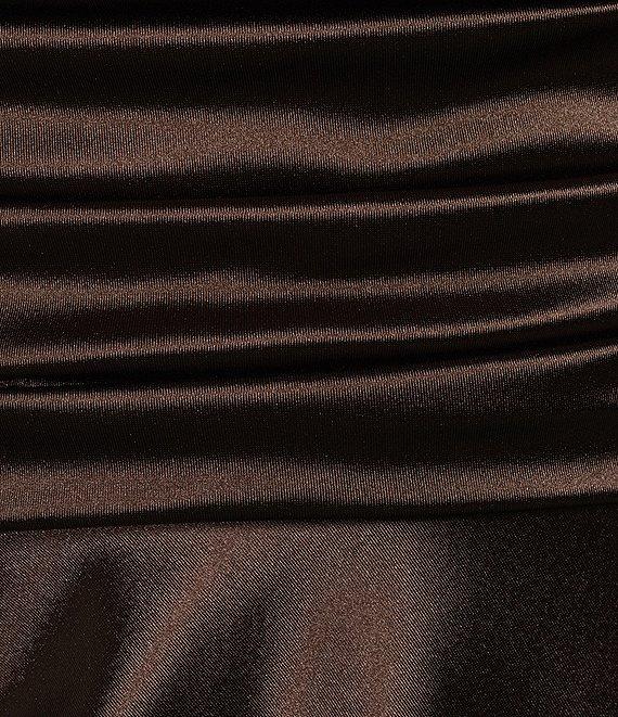 B. Darlin Satin Sweetheart Neckline Side Drape Long Dress Product Image
