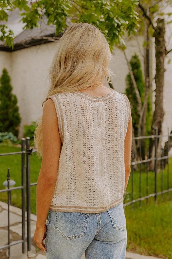 Boho Lifestyle Floral Knit Vest Top Product Image