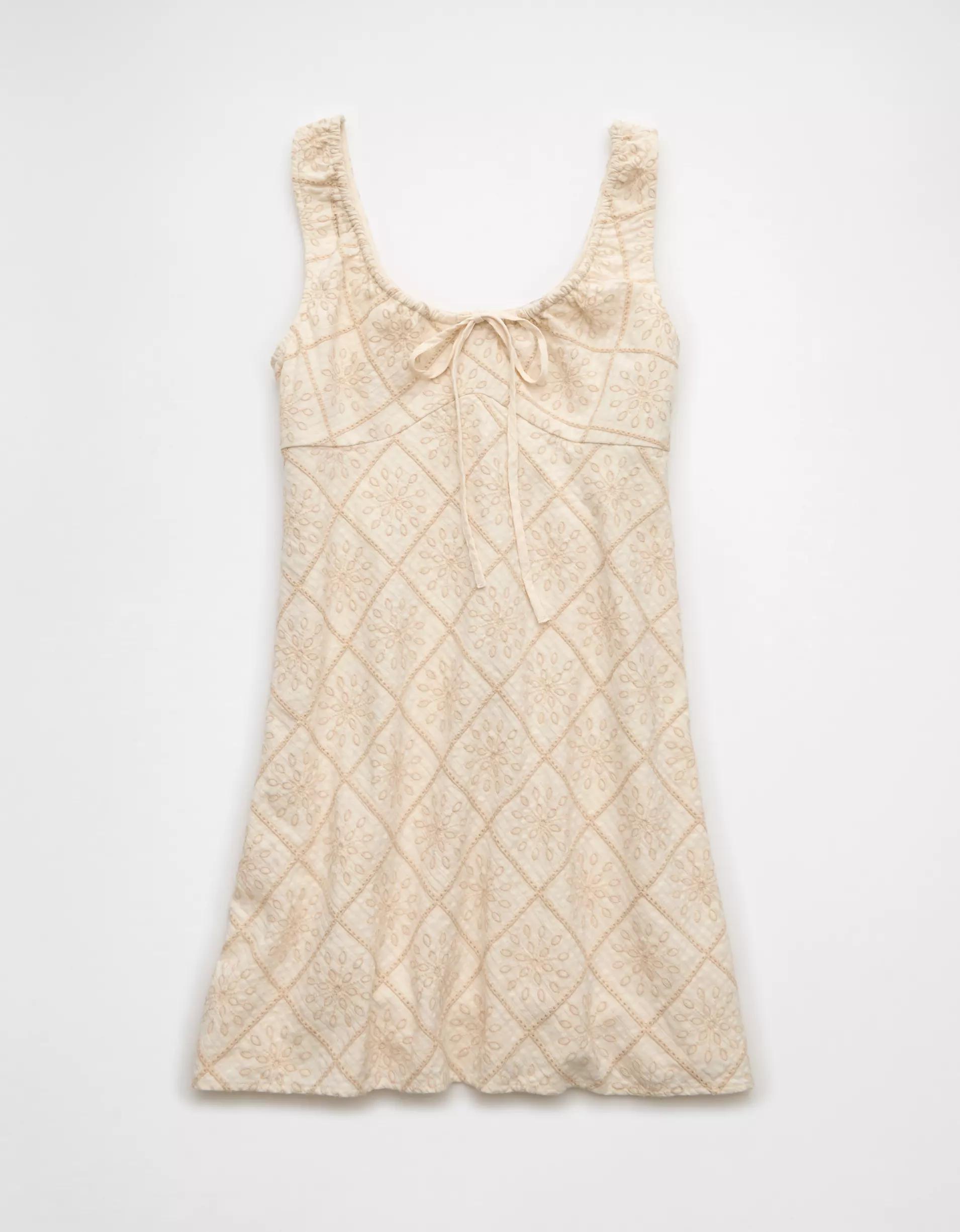 AE Tie Front Eyelet Mini Dress Product Image