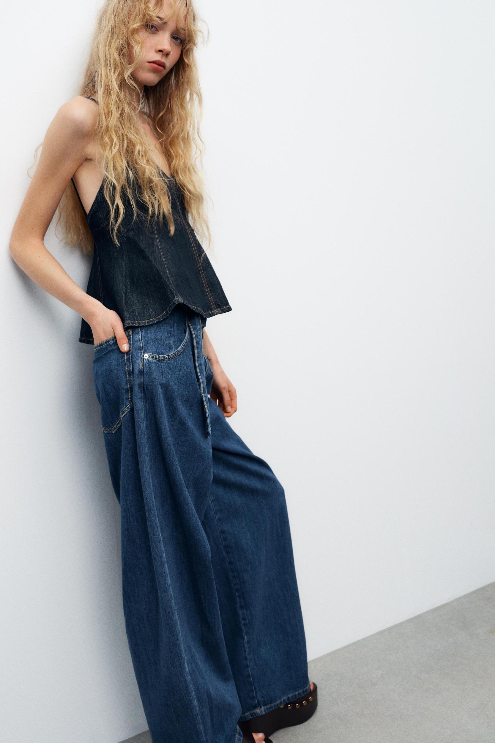 DENIM GODET TOP Product Image