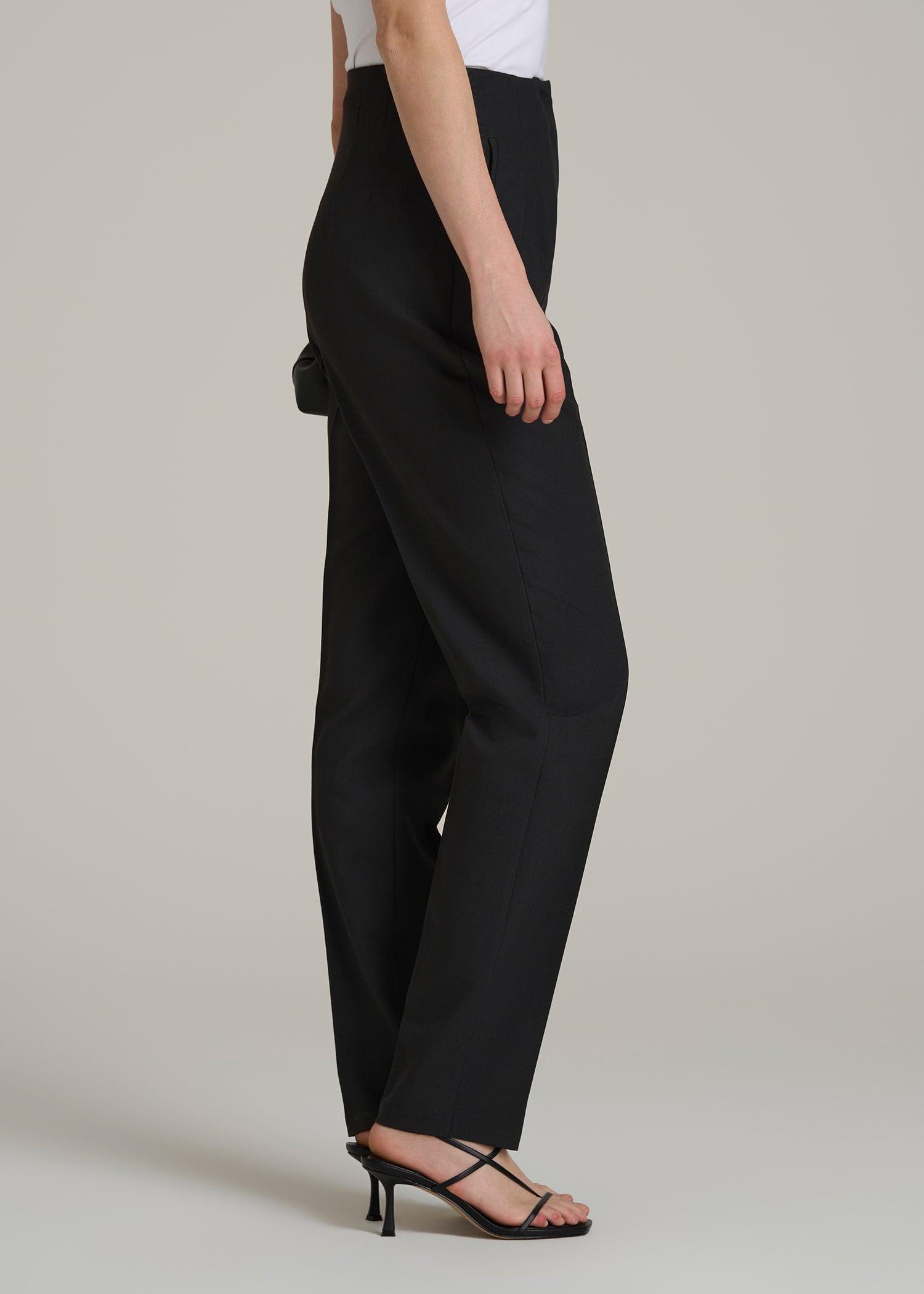 High Rise Pants with Darts for Tall Women in Black Female Product Image