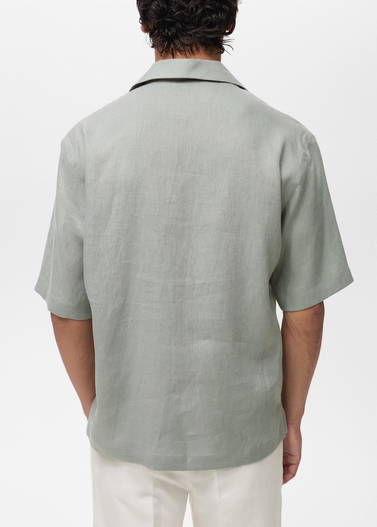 100% linen short sleeve shirt - Men | MANGO USA Product Image