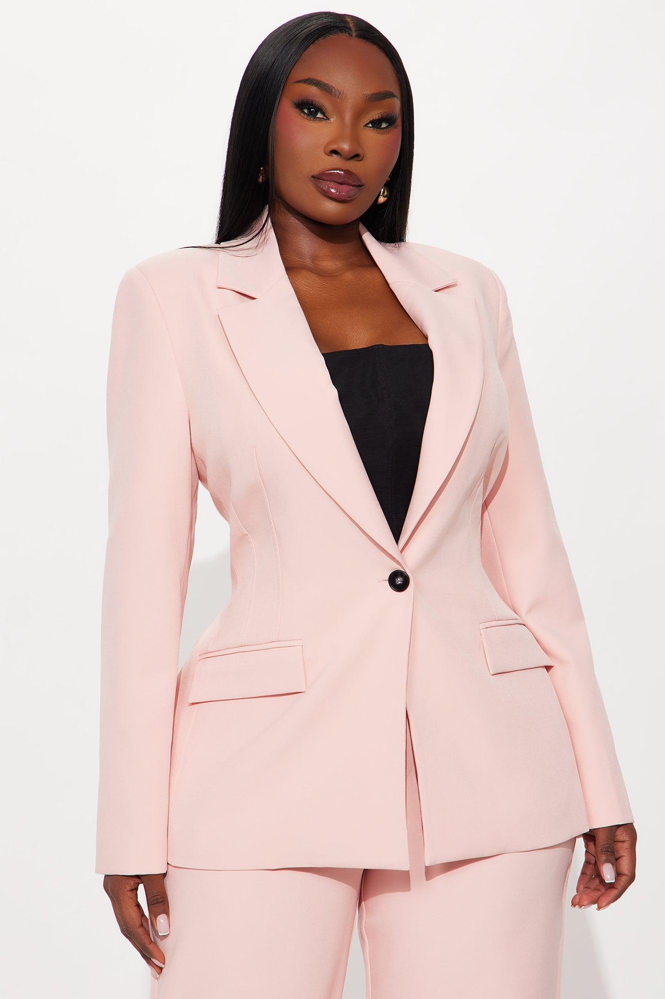 CEO Moves Fitted Waist Blazer And Pant Set - Pink Female Product Image