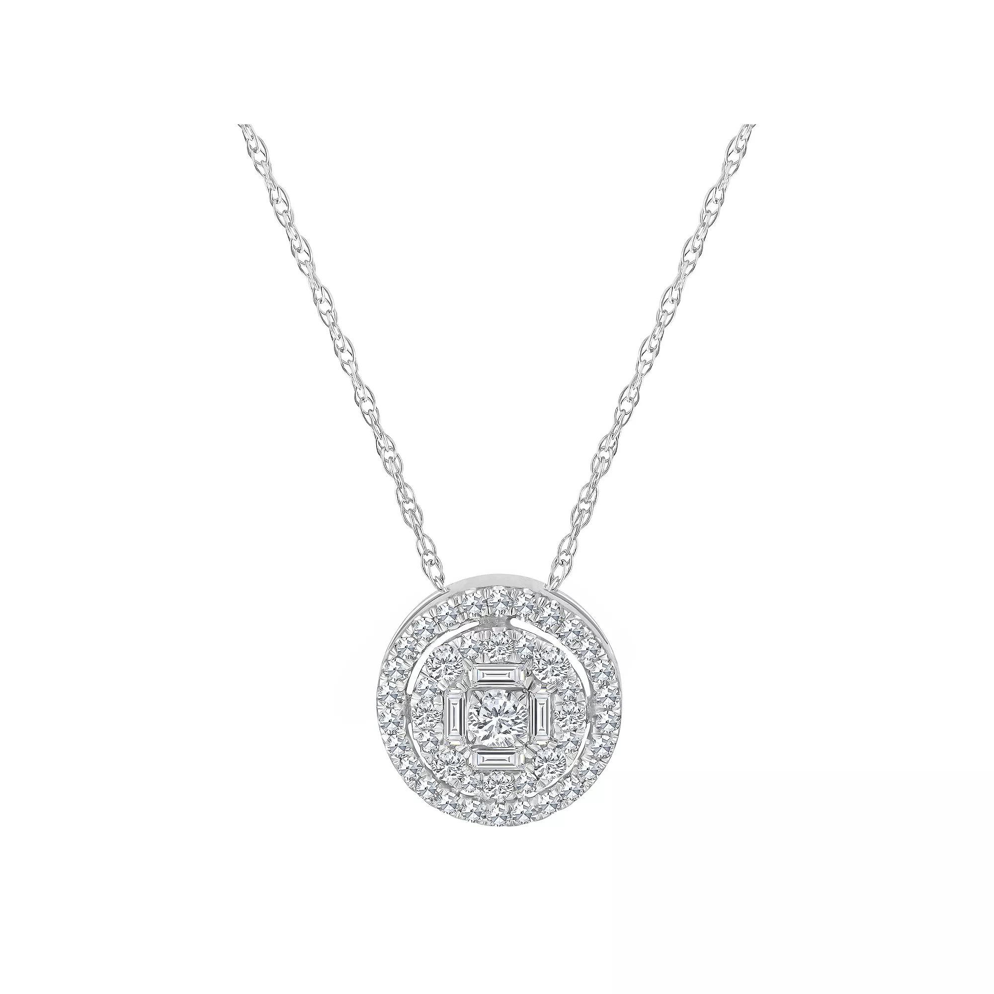 Celebration Gems 14k Gold 1/4 Carat T.W. Diamond Round Cluster Pendant Necklace, Women's, Size: 18" Product Image