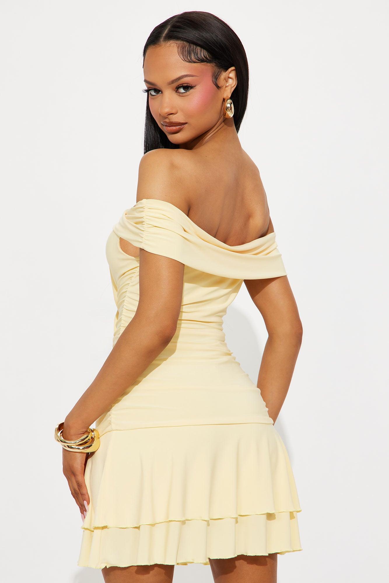 Teagan Strapless Mini Dress - Butter Yellow Product Image