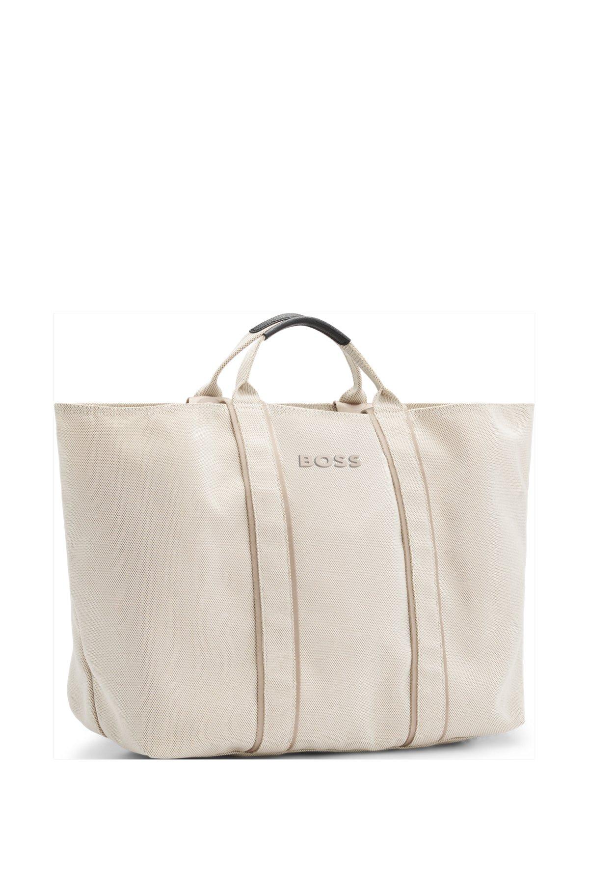 BOSS - Textured tote bag with logo straps - White Product Image