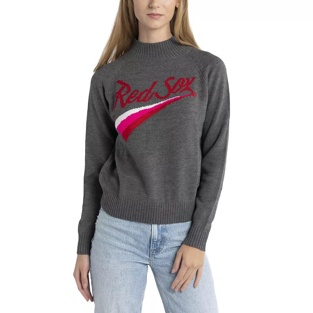 Women's Lusso Gray Boston Red Sox Serena Raglan Pullover Sweater,  Product Image
