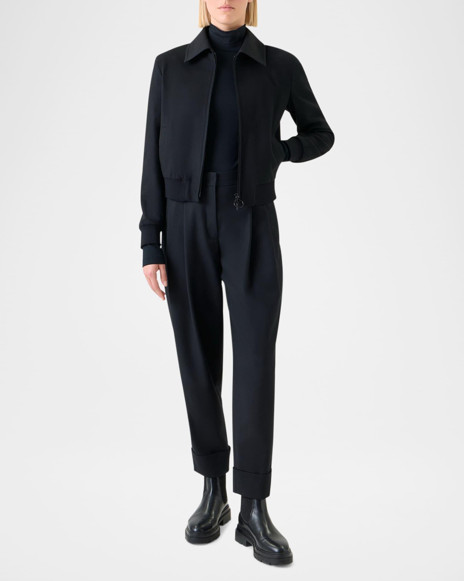 Cashmere-Wool Crop Bomber Jacket Product Image