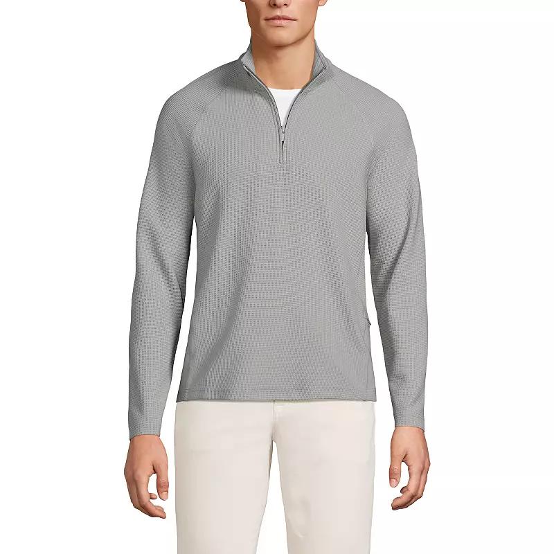 Men's Lands' End Long Sleeve Hybrid Textured Quater Zip Pullover,  Product Image