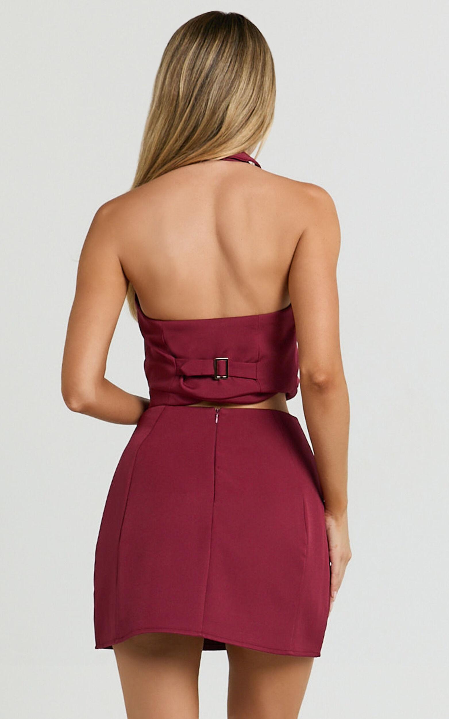 Elly Skirt - Tailored Mini Skirt in Wine Product Image