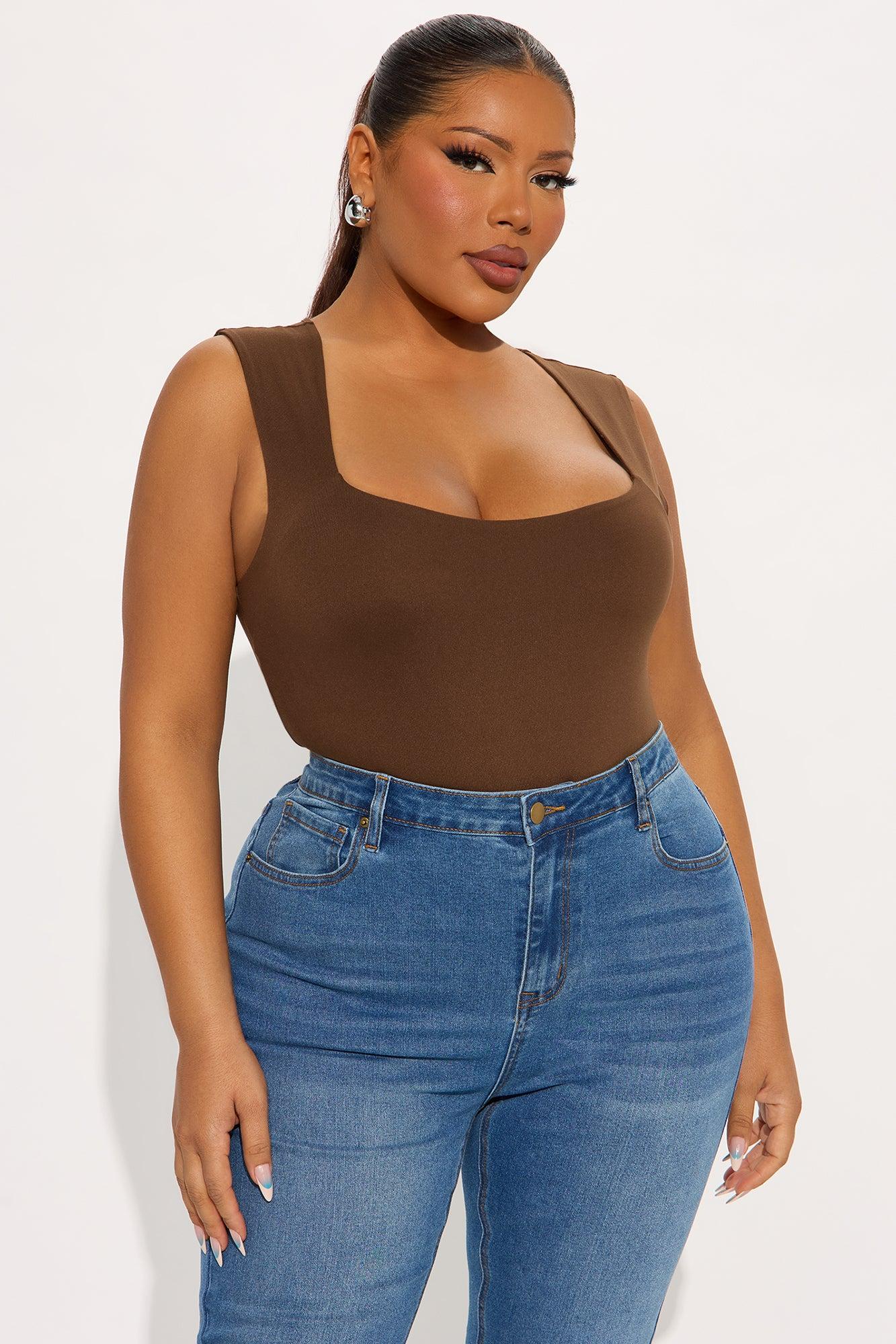 Serena Square Neck Bodysuit - Chocolate Product Image