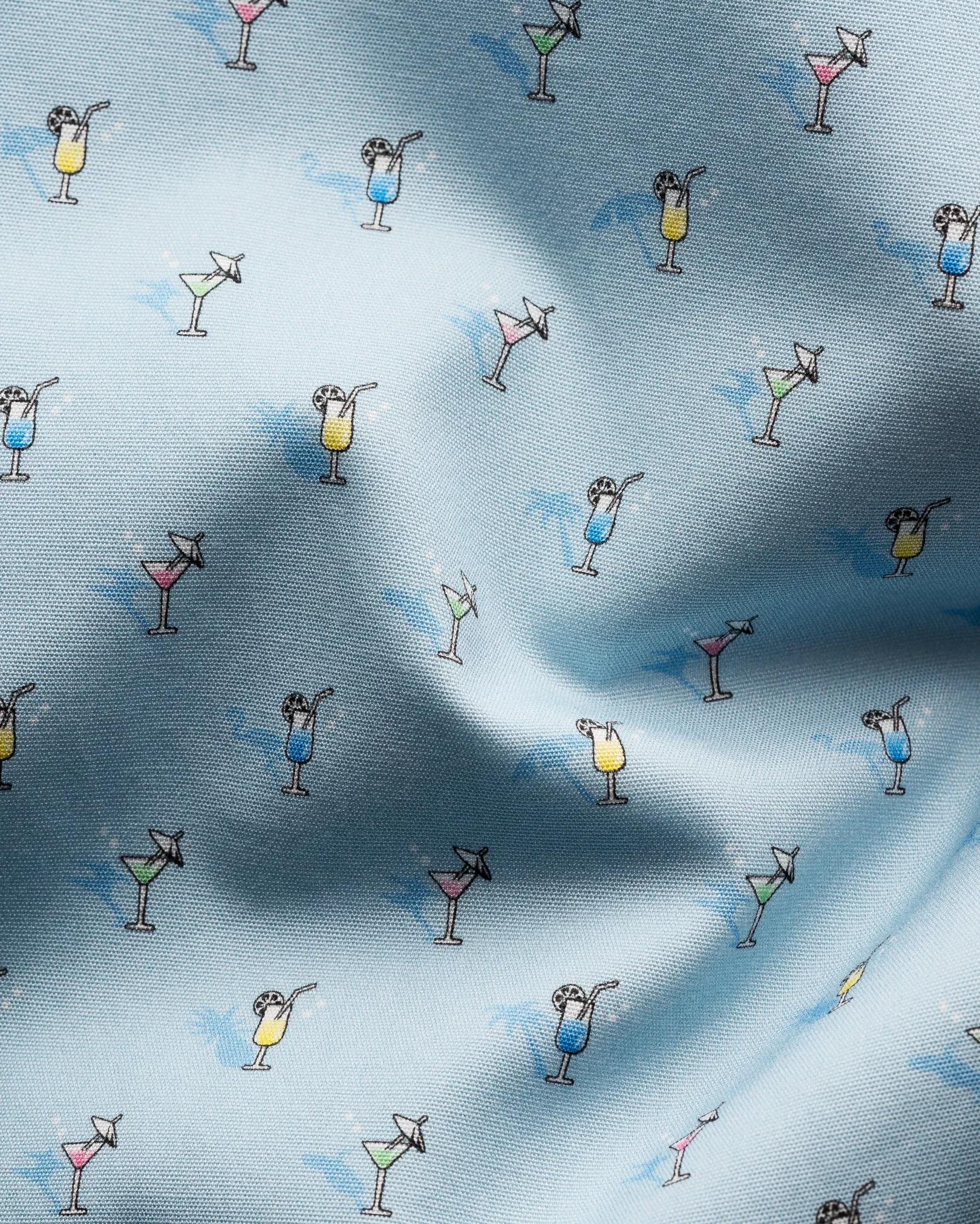 Eton Slim Fit Blue Dress Shirt with Cocktail Print Product Image