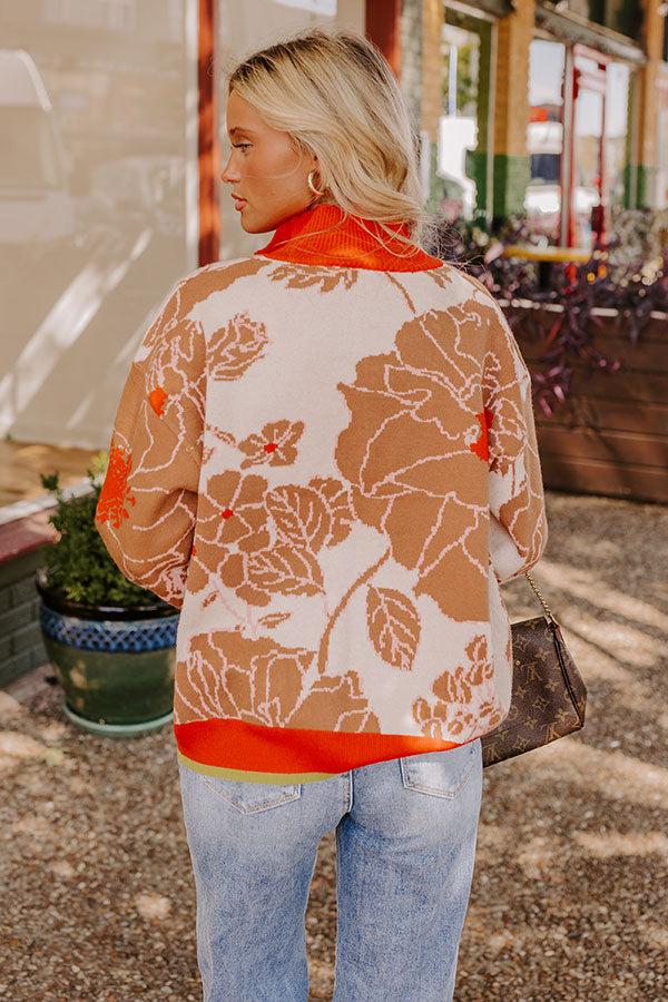 Cider And Sunsets Floral Sweater in Orange Product Image