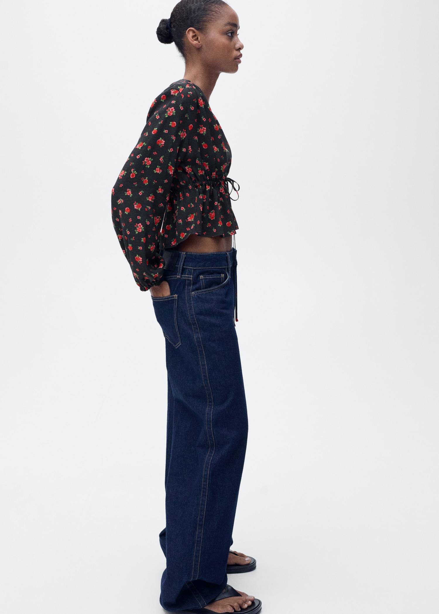 Ruffled floral blouse - Women | MANGO USA Product Image