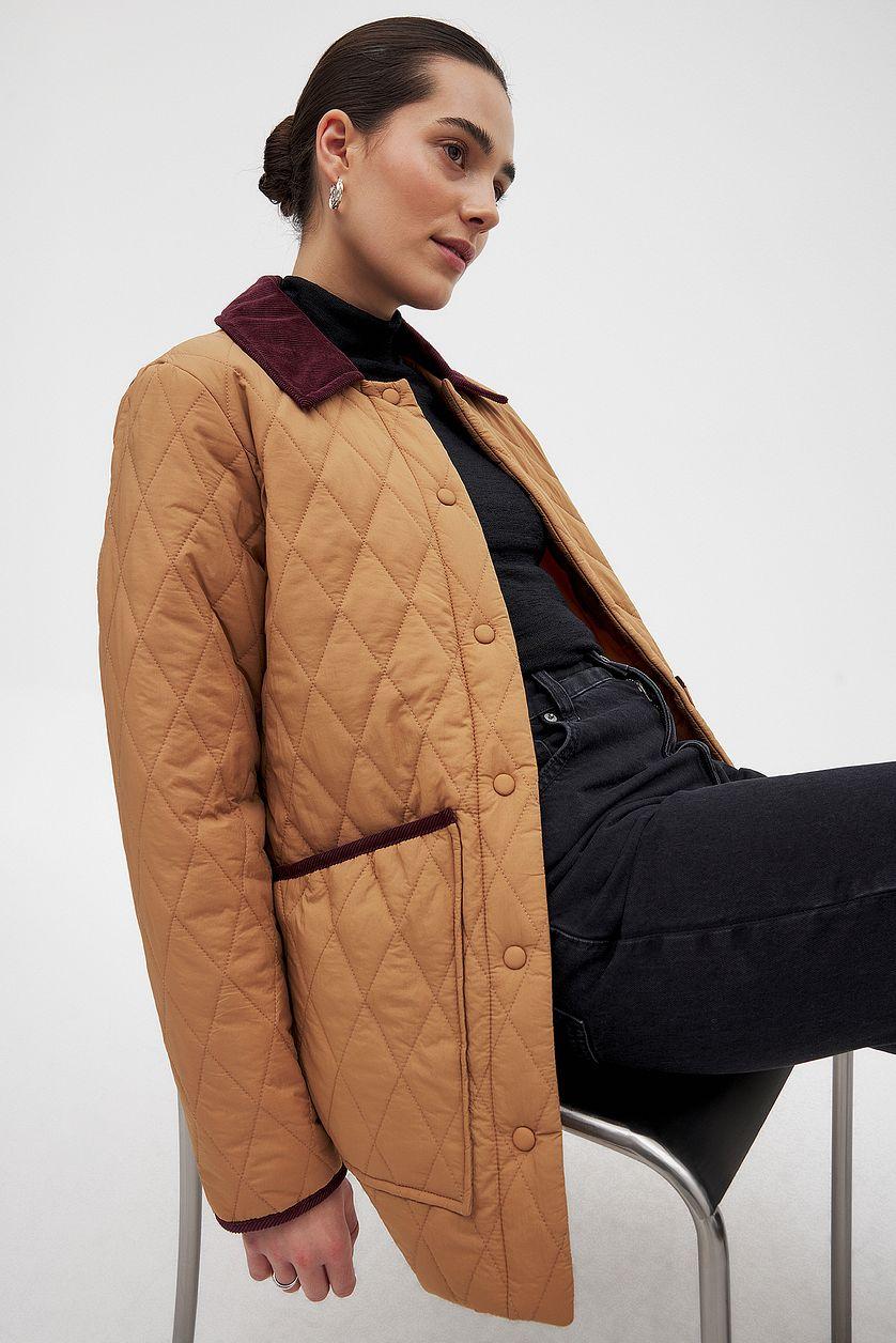 Corderoy Detail Quilted Jacket Product Image