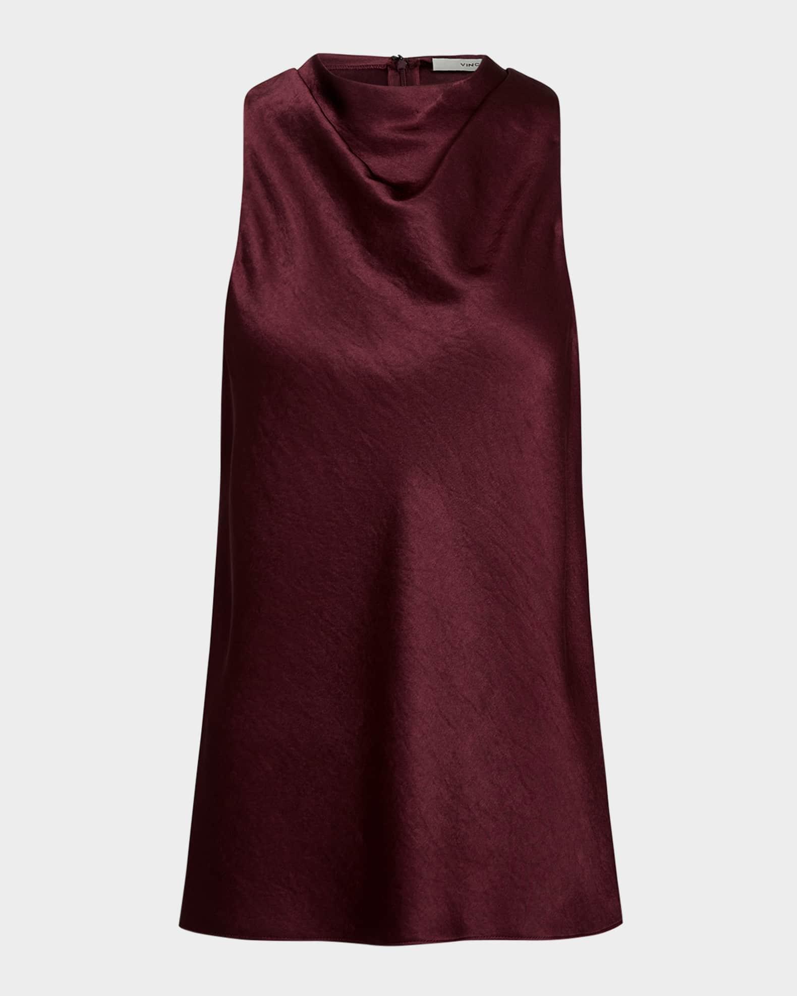 Cowl-Neck Bias Satin Top Product Image