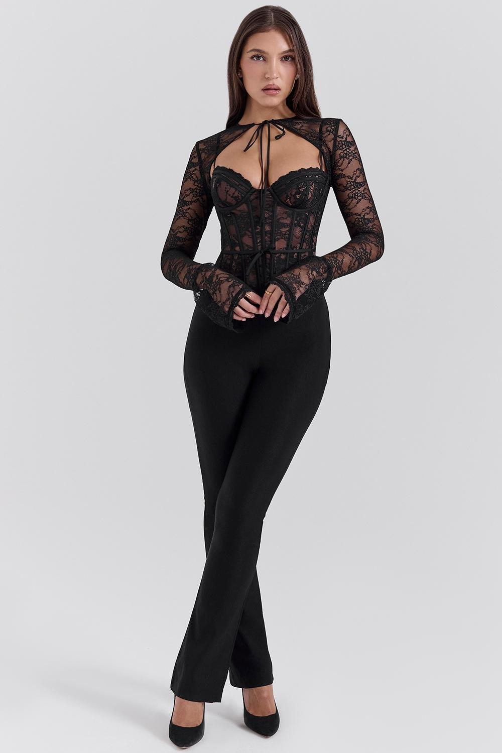 Lisette  black lace corset top with bolero Product Image