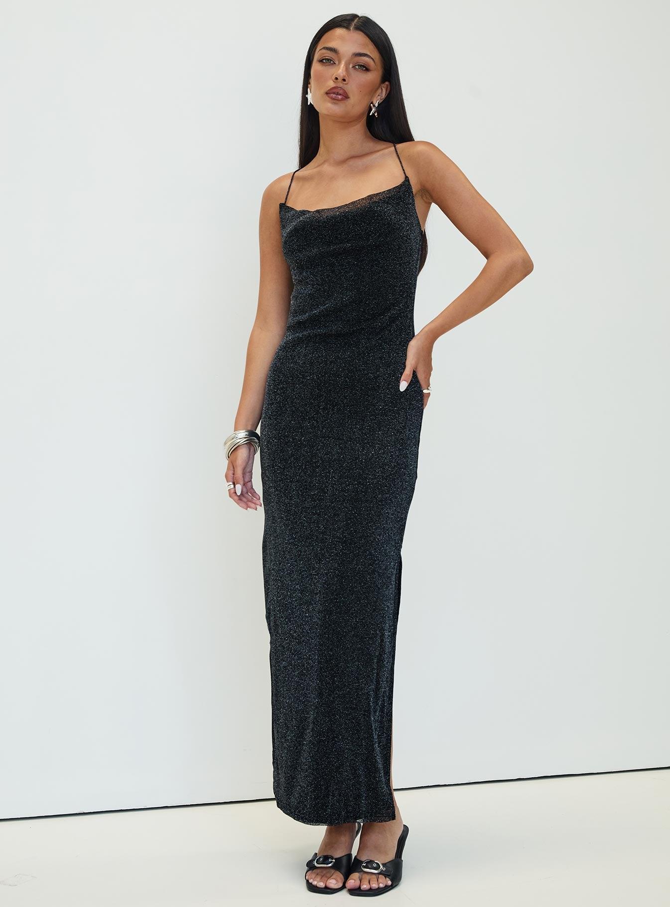 Cutting Edge Maxi Dress Black Glitter Product Image