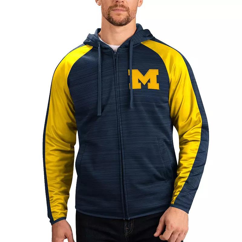 Men's G-III Sports by Carl Banks Navy Michigan Wolverines Neutral Zone Raglan Full-Zip Track Jacket Hoodie, Size: XL, Blue Product Image