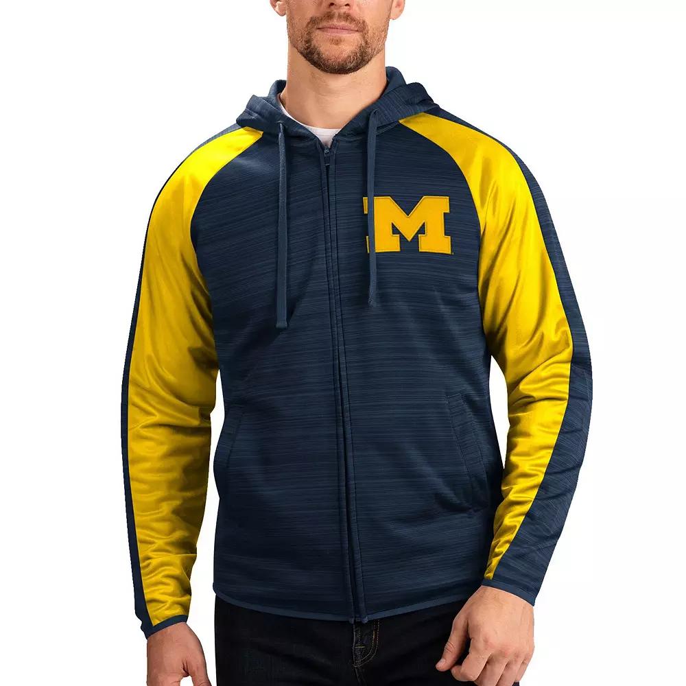 Men's G-III Sports by Carl Banks Navy Michigan Wolverines Neutral Zone Raglan Full-Zip Track Jacket Hoodie, Size: XL, Blue Product Image