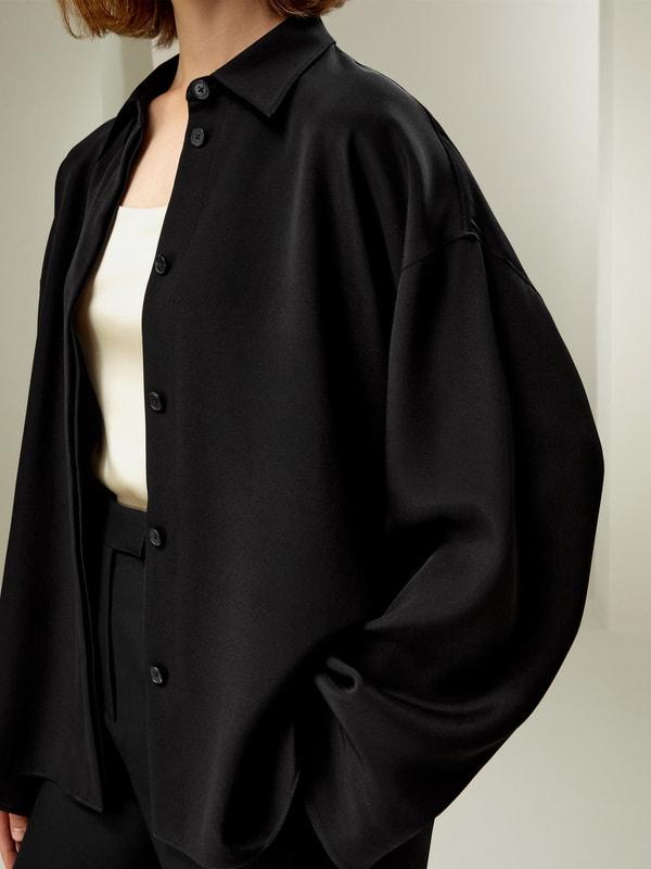 LILYSILK Silk Shirt Women - Black 30 Momme Silk - Chic Three-Dimensional Look Shirt XS Product Image