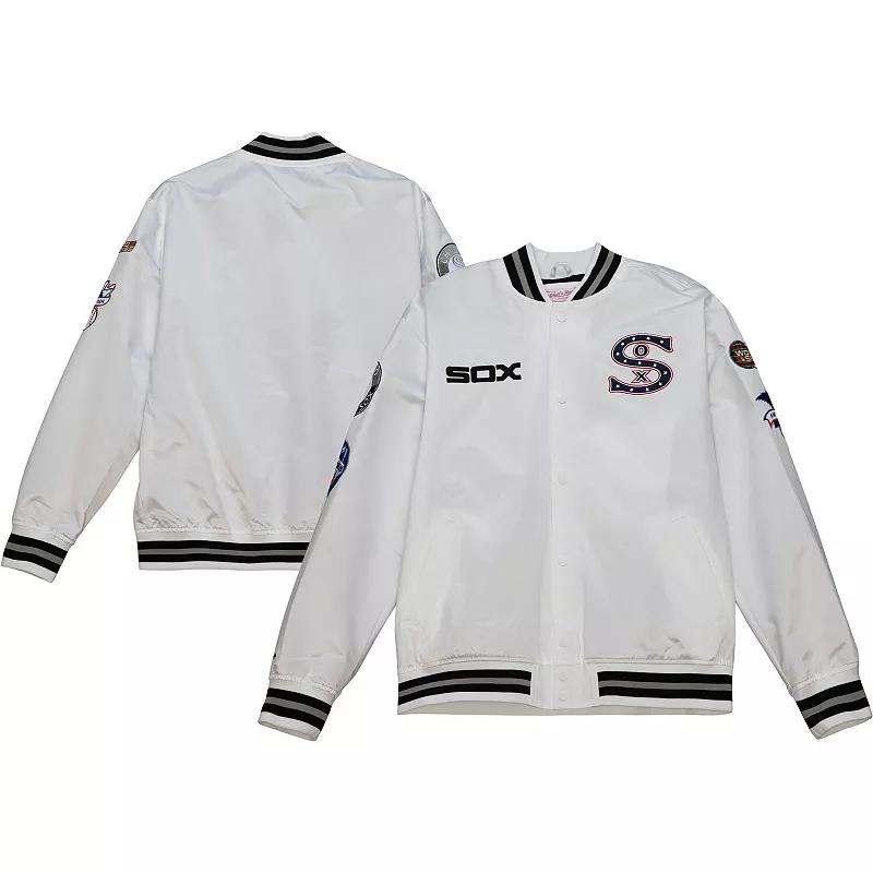 Men's Mitchell & Ness White Chicago White Sox City Collection Satin Full-Snap Varsity Jacket,  Product Image