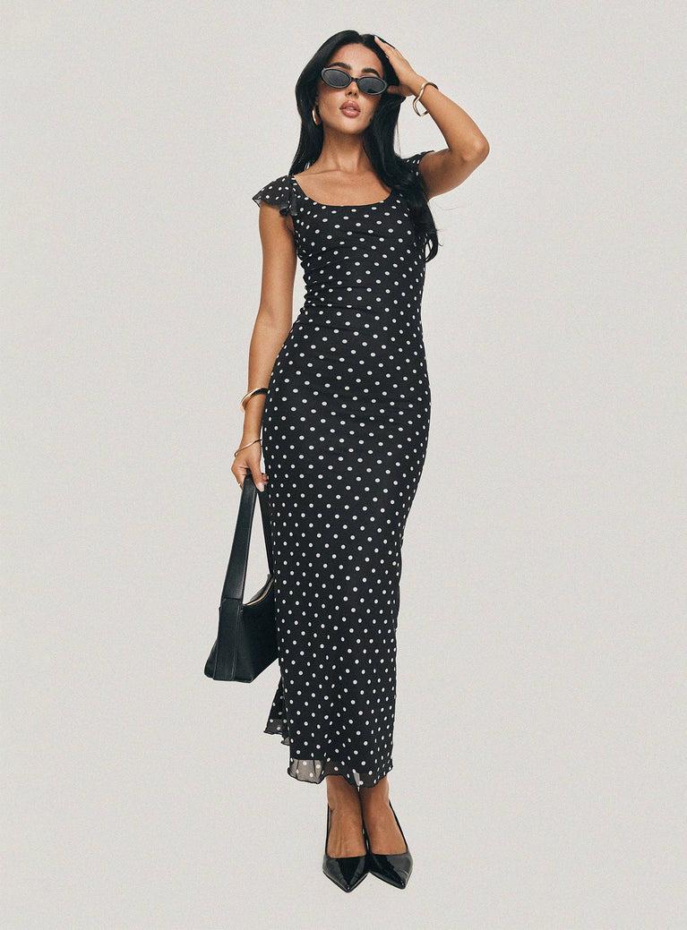 Sandberg Maxi Dress Black Polka Dot Product Image