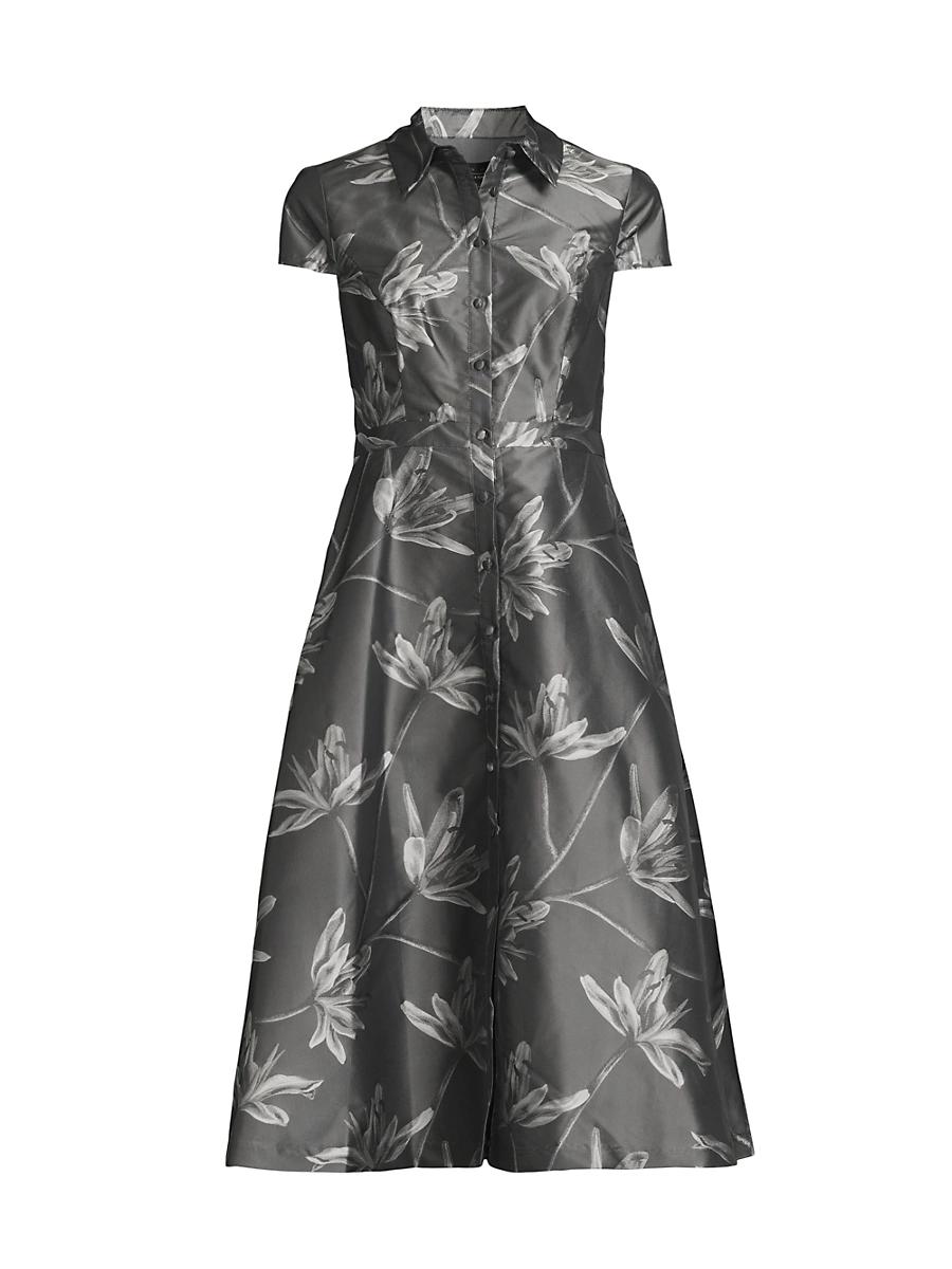 Womens Floral Jacquard Midi-Dress Product Image