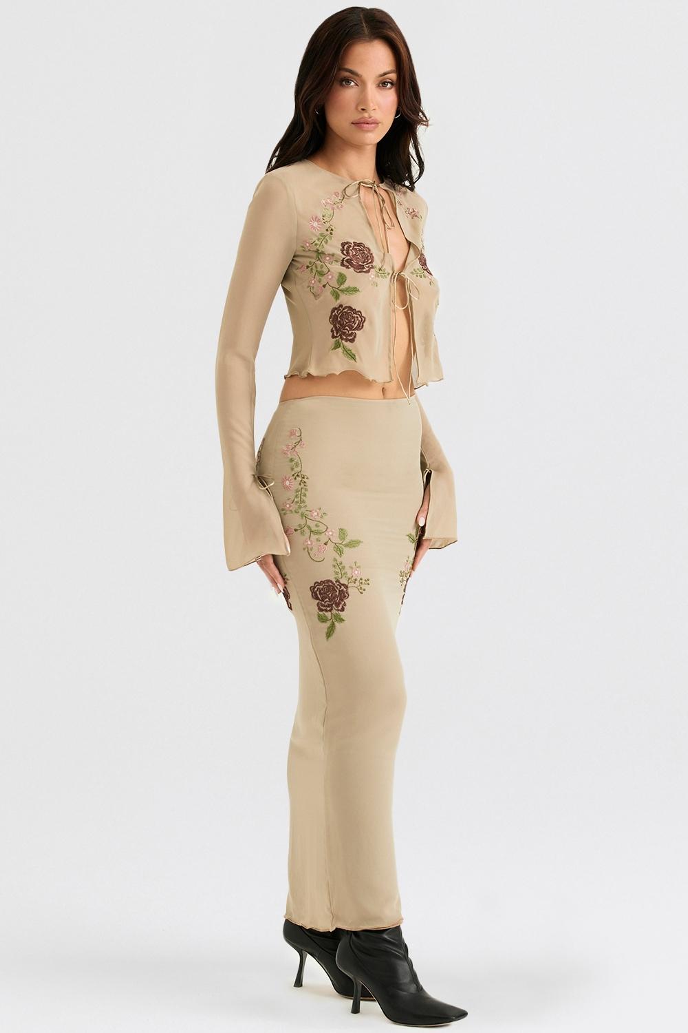 Lailah  artichoke floral maxi skirt Product Image