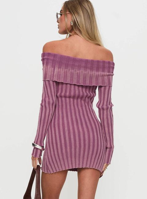 Kalesie Long Sleeve Rib Mini Dress Pink Product Image