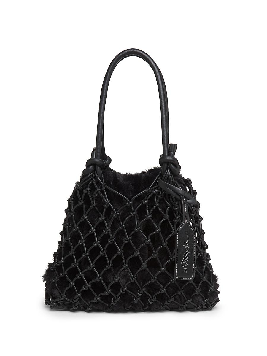 Womens Faux Fur Macrame Mini Bag Product Image
