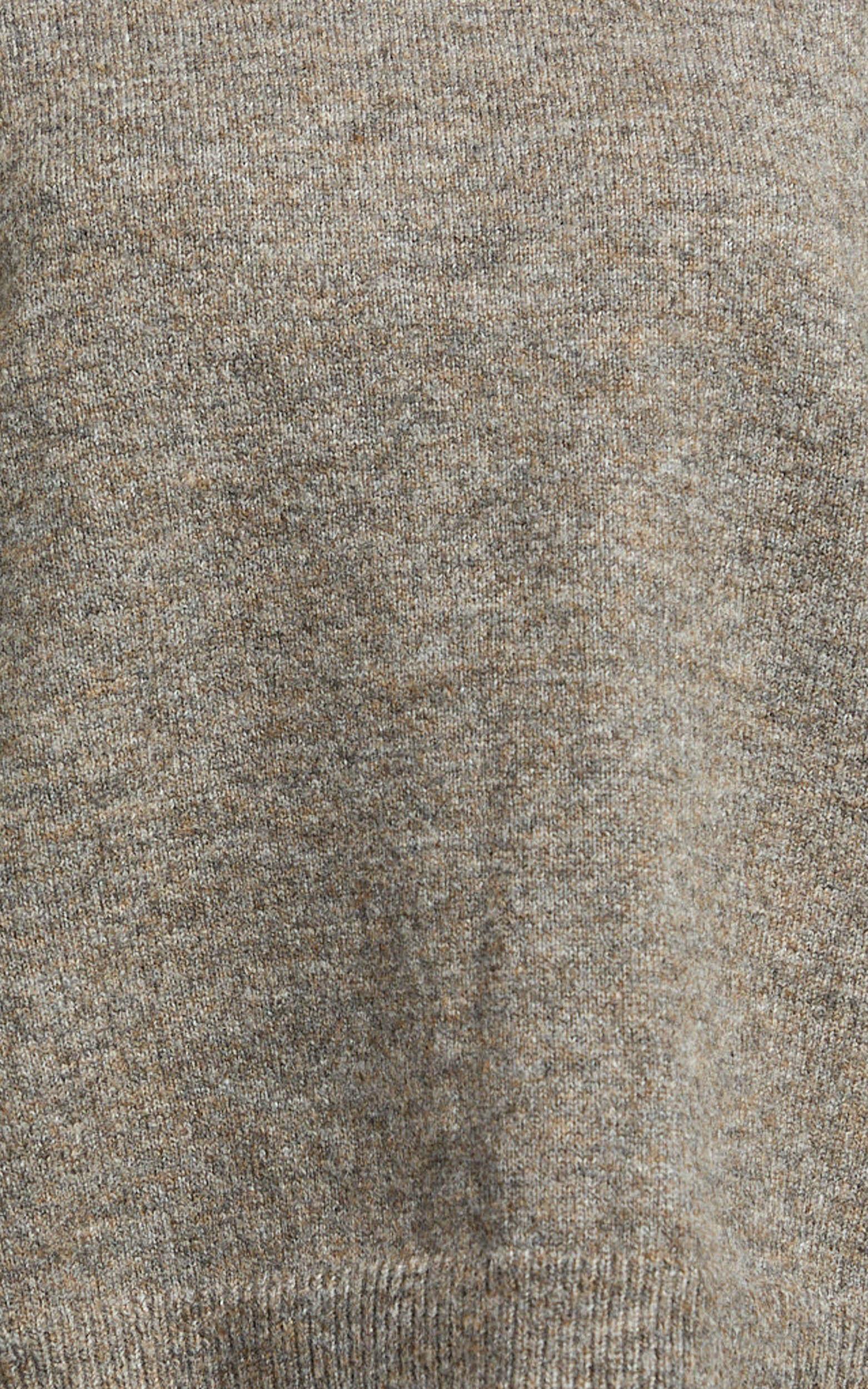 Amanda Top - Crew Neck Long Sleeve Knit Sweater in Mushroom Product Image