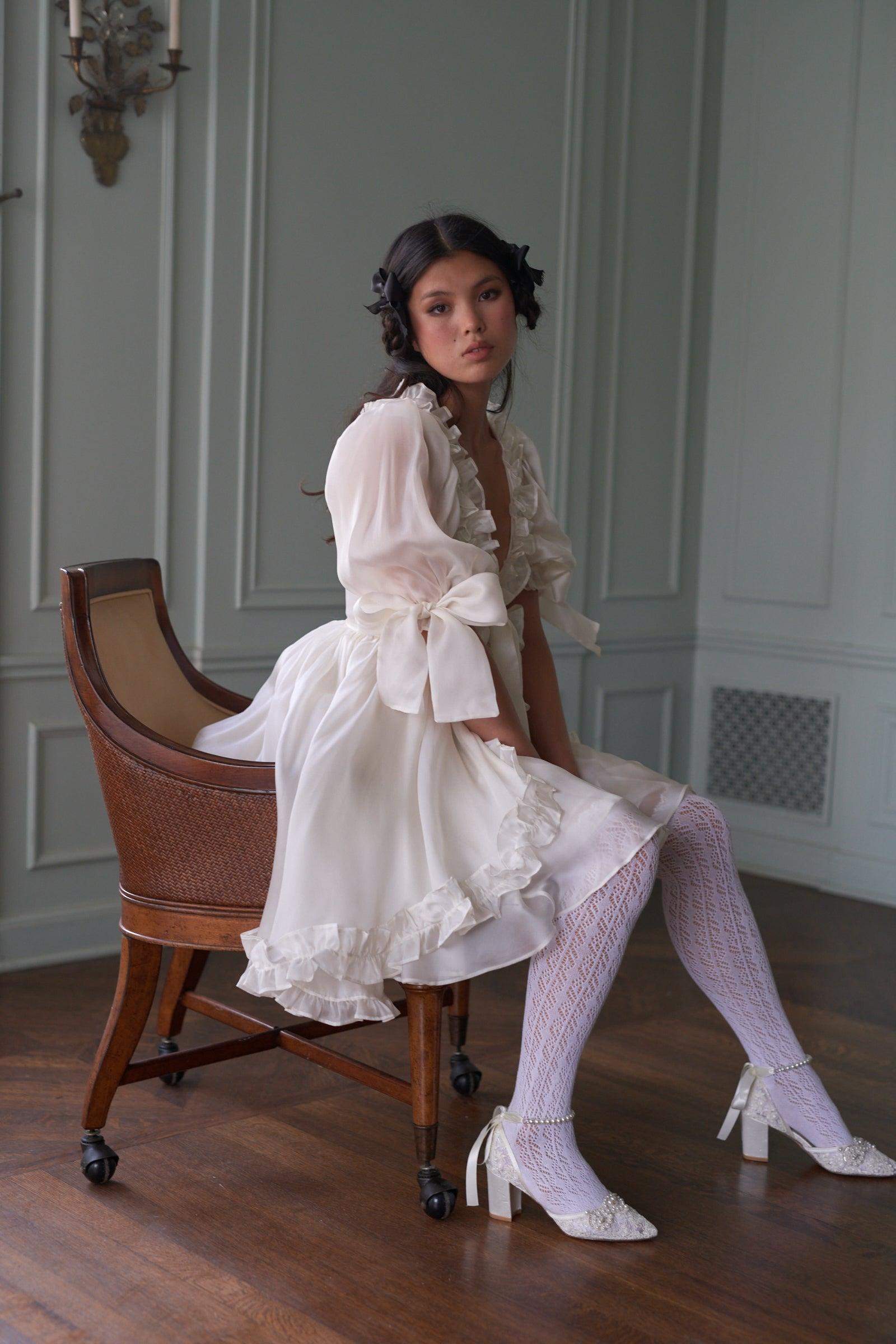 The Silk Satin Ivory Marie Dress Product Image