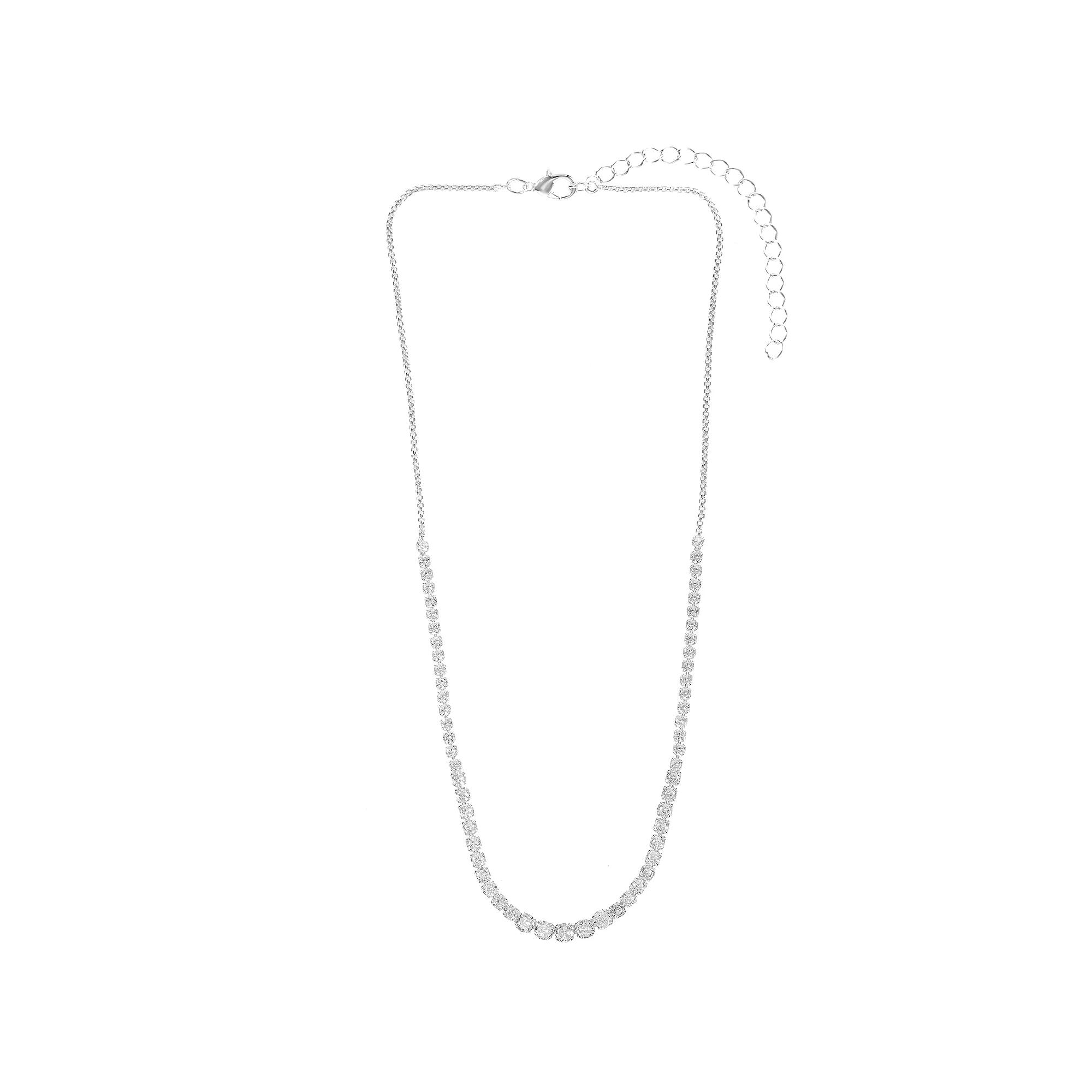 Silver Tone Cubic Zirconia Collar Necklace, Women's, Size: 16+3", Silver Tone Clear Product Image