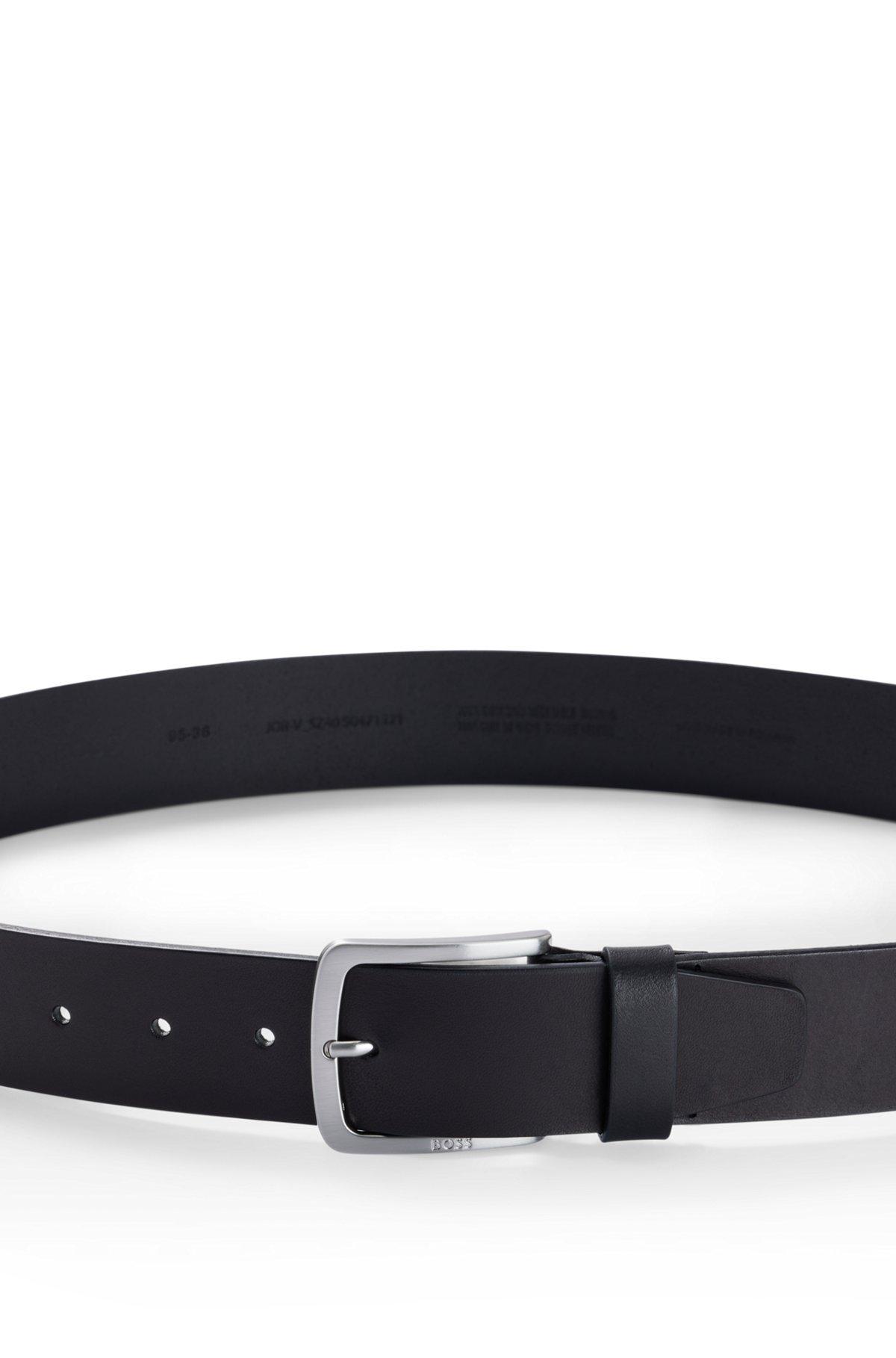 Italian-leather belt with logo-engraved buckle Product Image