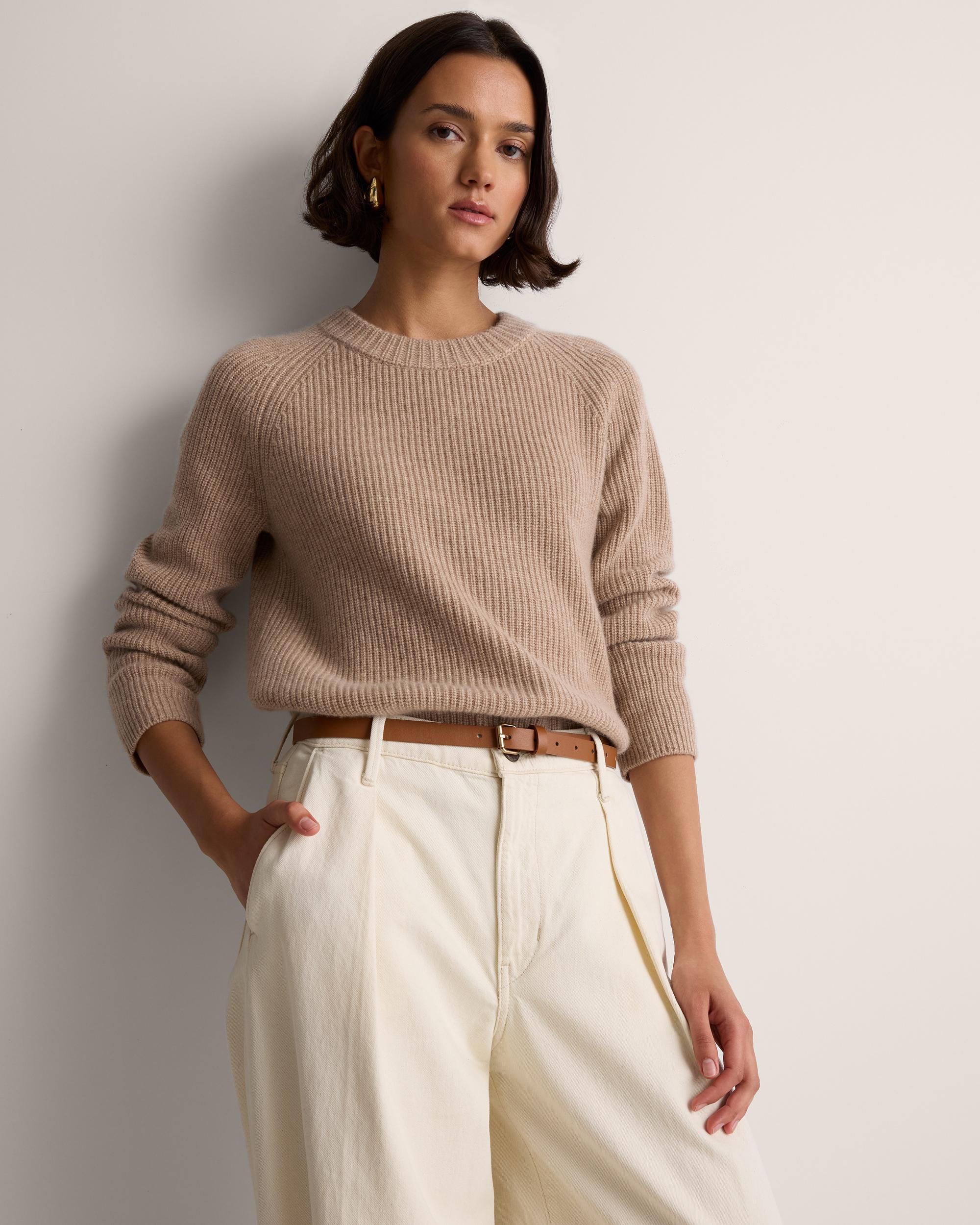 Quince | Women's Mongolian Cashmere Fisherman Crewneck knit Sweater Product Image
