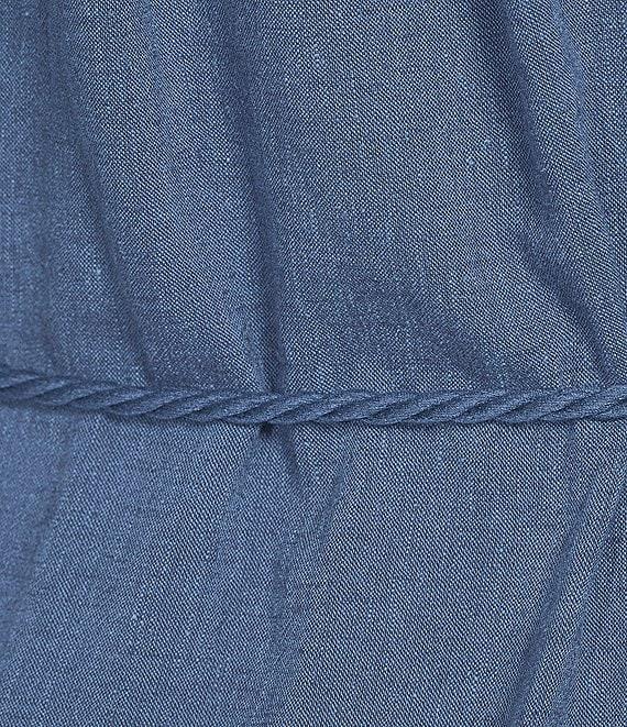 NIC + ZOE Devon Rumba Linen Blend Point Collar Short Sleeve Tie Waist Shirt Dress Product Image