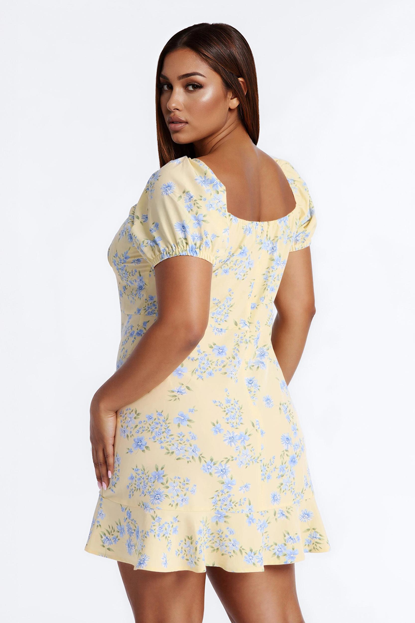 Monroe Floral Mini Dress - Butter Yellow Female Product Image