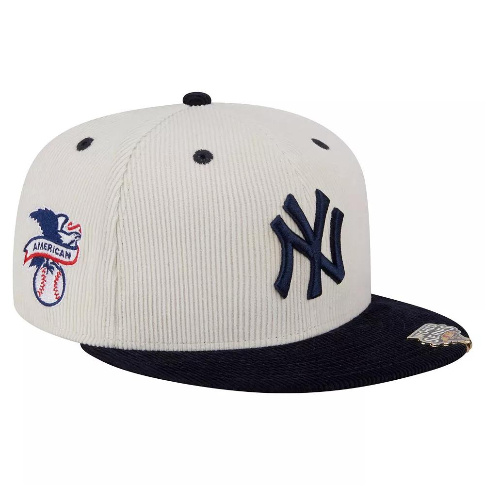 Men's New Era Cream/Navy New York Yankees Two-Tone Corduroy 59FIFTY Fitted Hat,  Product Image