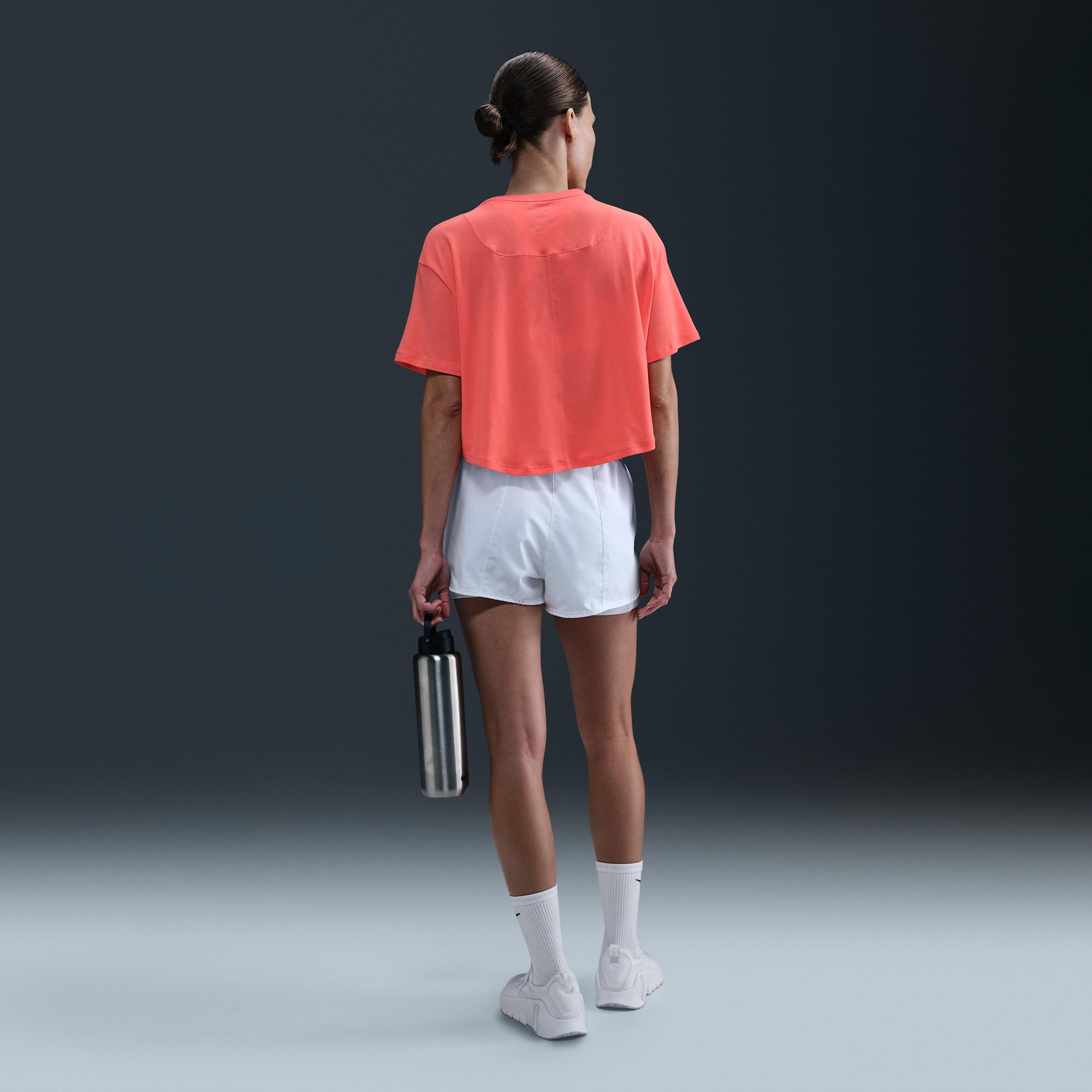 Nike Womens One Relaxed Dri-FIT Cropped Short-Sleeve Top | HJ1065-814 Product Image