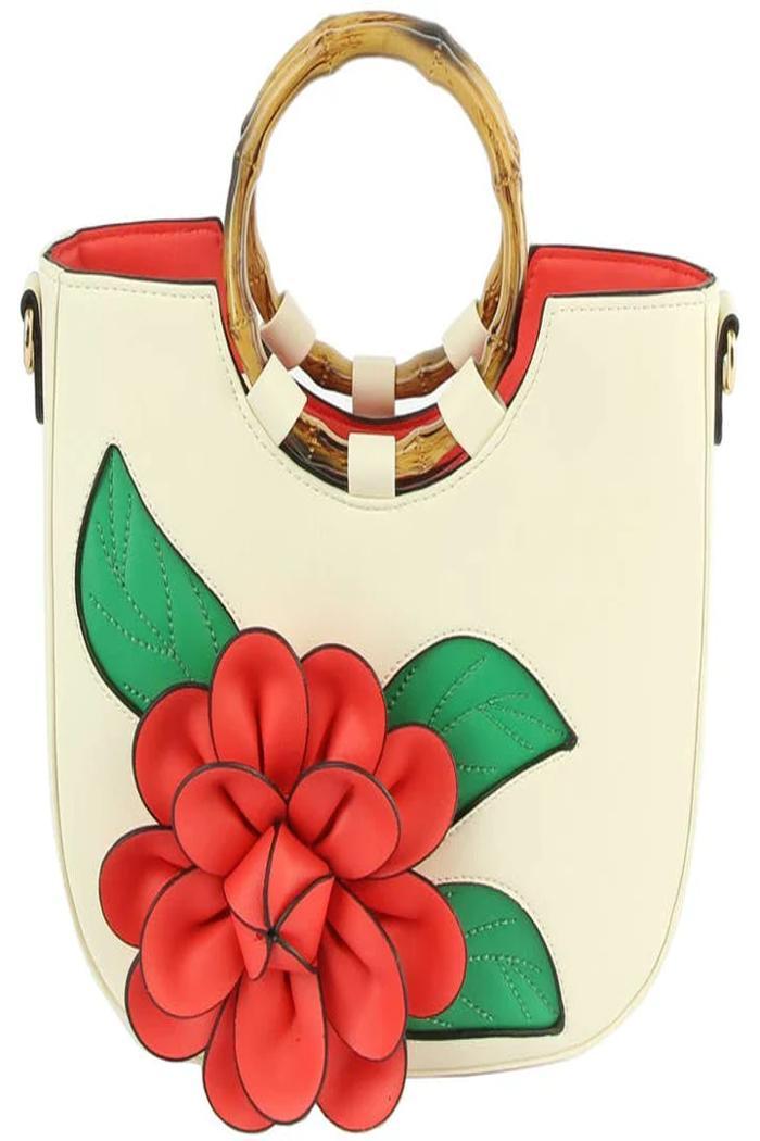 Women Flower Satchel Evening Purse Two Handle Product Image