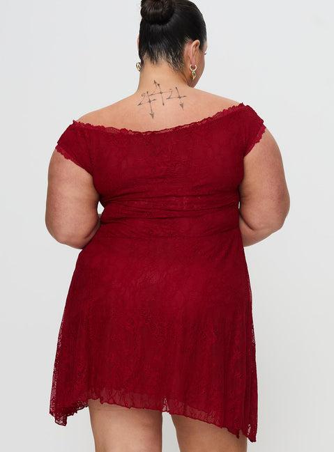 La Dolce Vita Lace Mini Dress Red Product Image