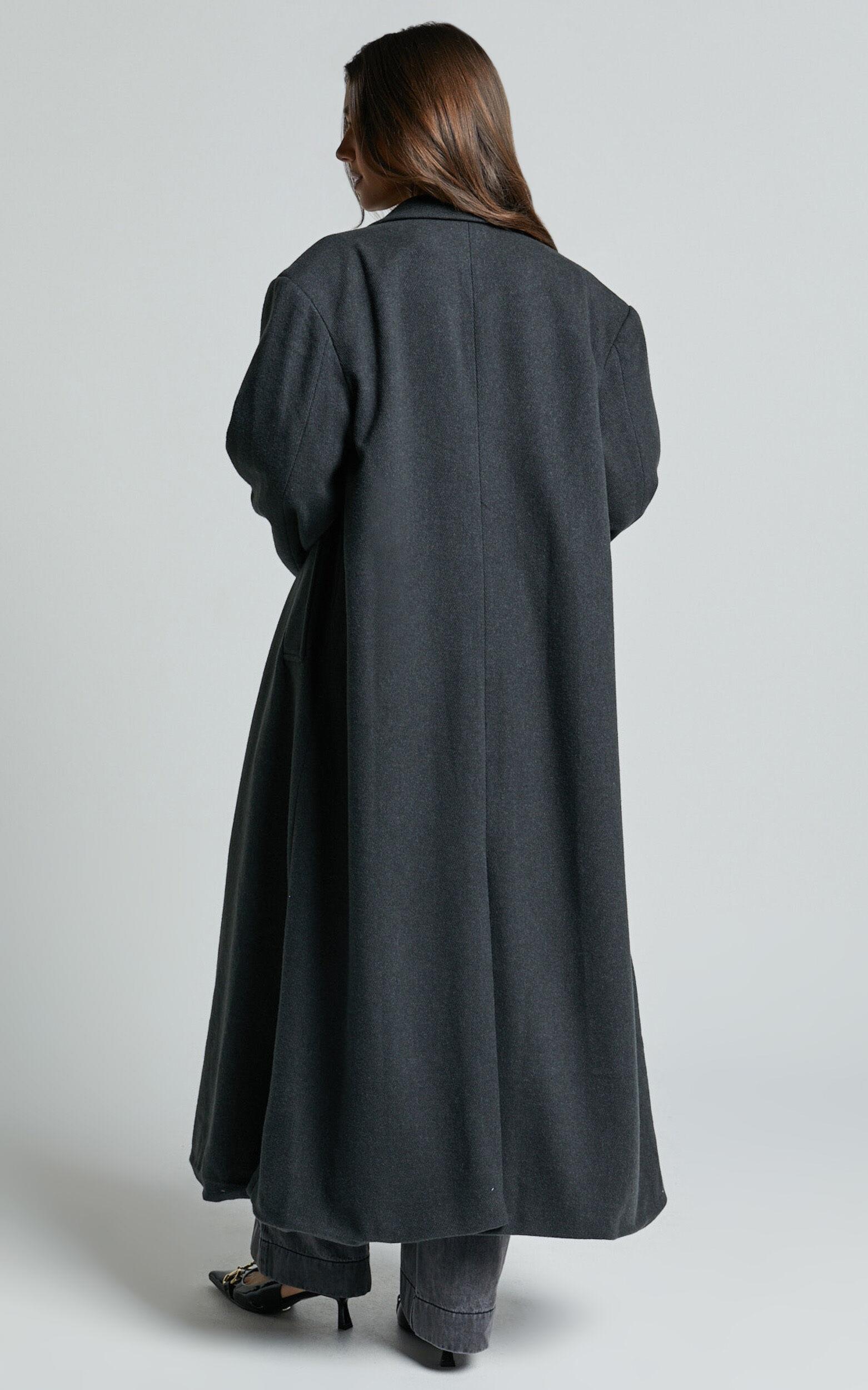 Silvena Coat - Oversized Longline Tailored Coat in Slate Grey Product Image