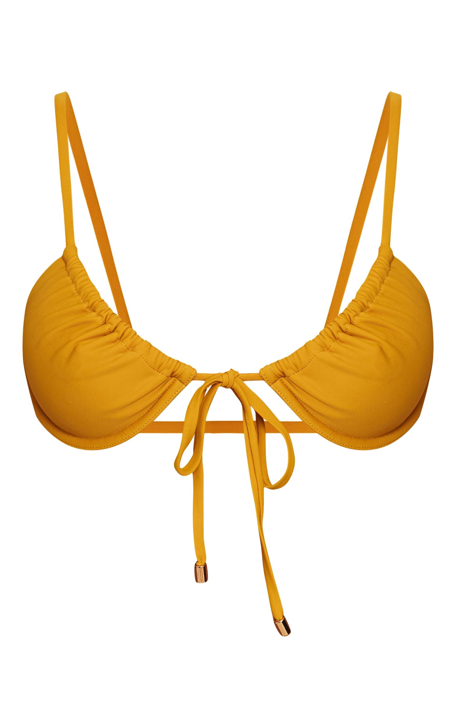 Mustard Ruched Front Underwire Bikini Top Product Image