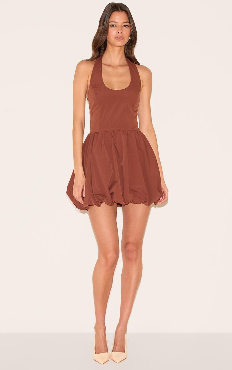 Chocolate Halterneck Puffball Dress Product Image