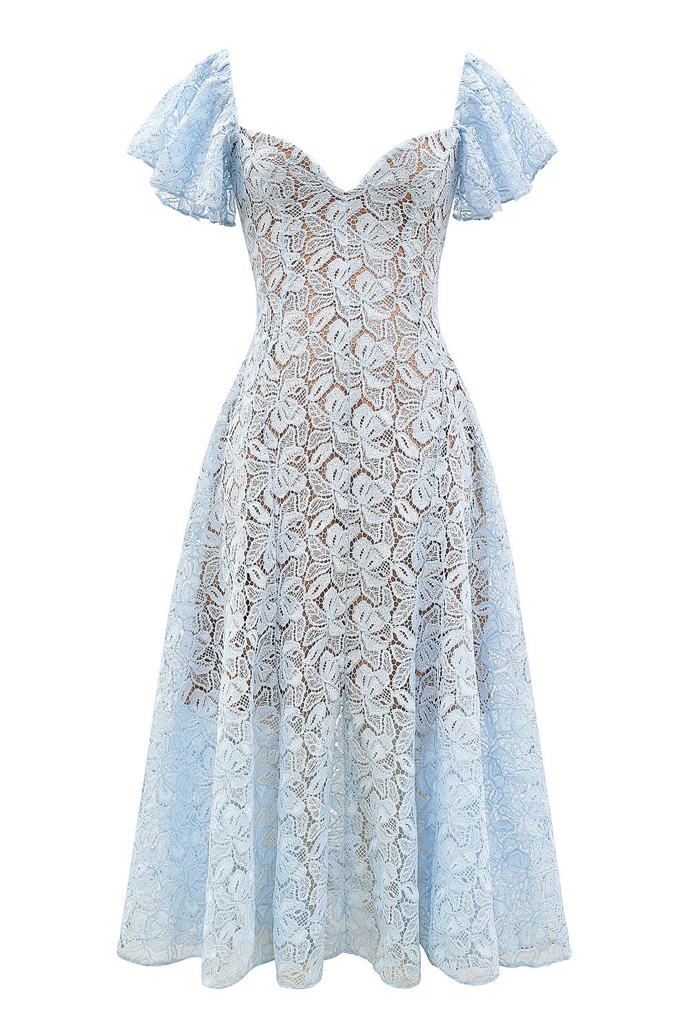 Austen  bluebell floral lace midi dress Product Image